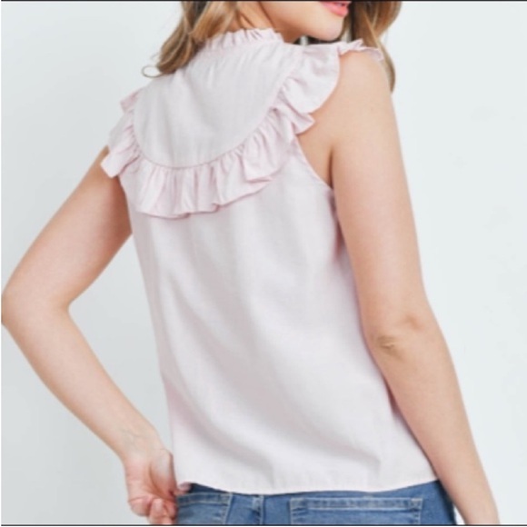 Pink Sleeveless Ruffle Front Blouse - Picture 10 of 10